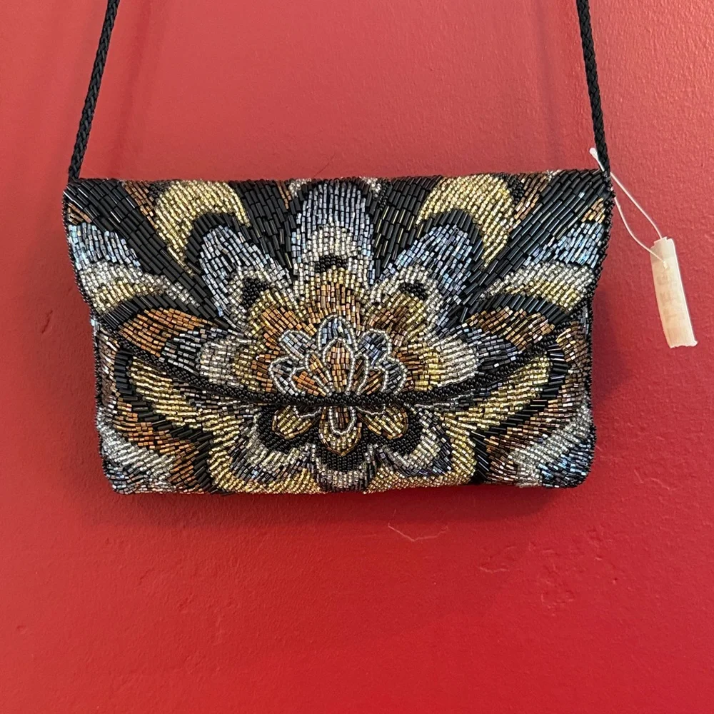 Robinson’s Elegant Vintage 80’s Beaded Floral Women's Bag - Picture 1 of 7